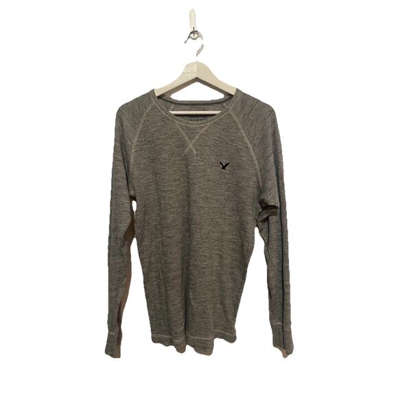 AMERICAN EAGLE OUTFITTERS Men's Gray Crewneck-Fit Thermal Shirt SZ L - Picture 1 of 4